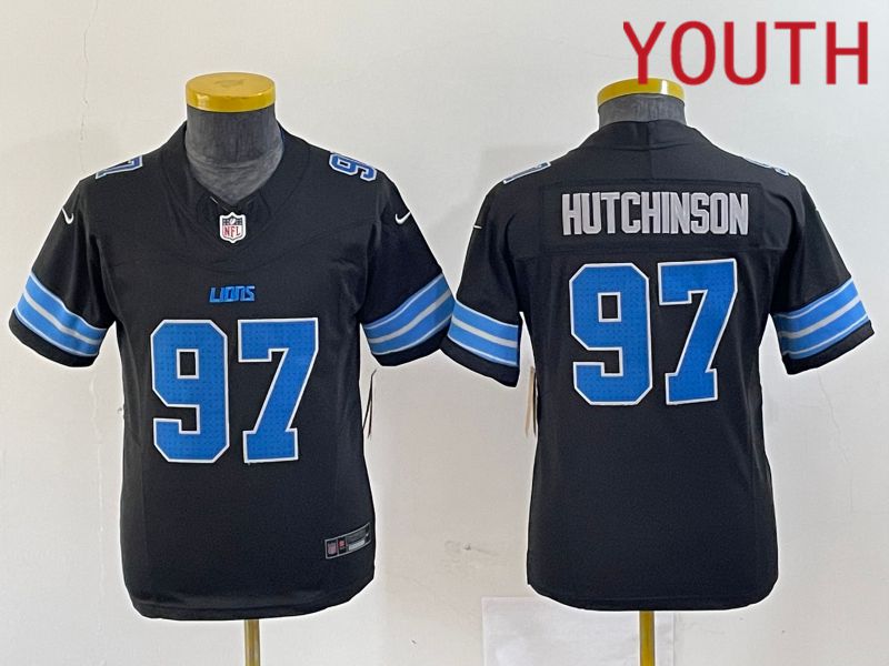 Youth Detroit Lions #97 Hutchinson Black Three generations 2024 Nike Vapor F.U.S.E. Limited NFL Jersey->youth nfl jersey->Youth Jersey